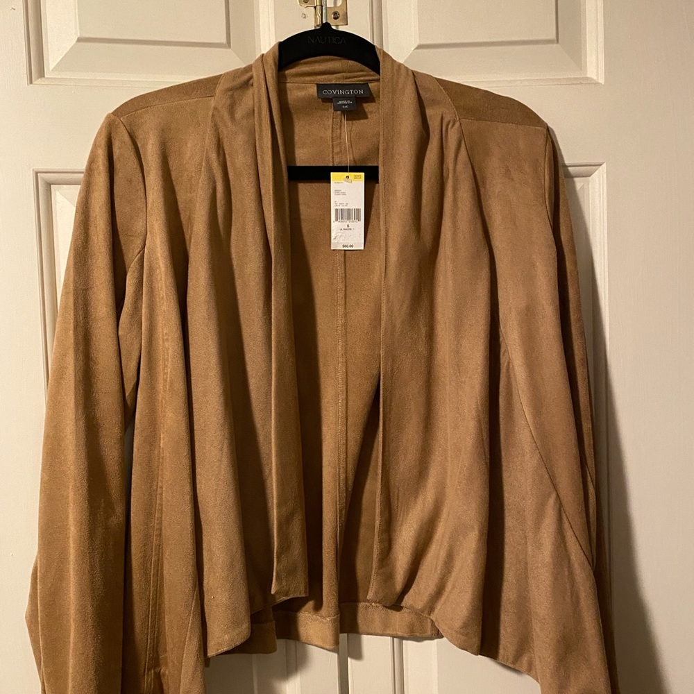 Suede Cognac cardigan/blazer
